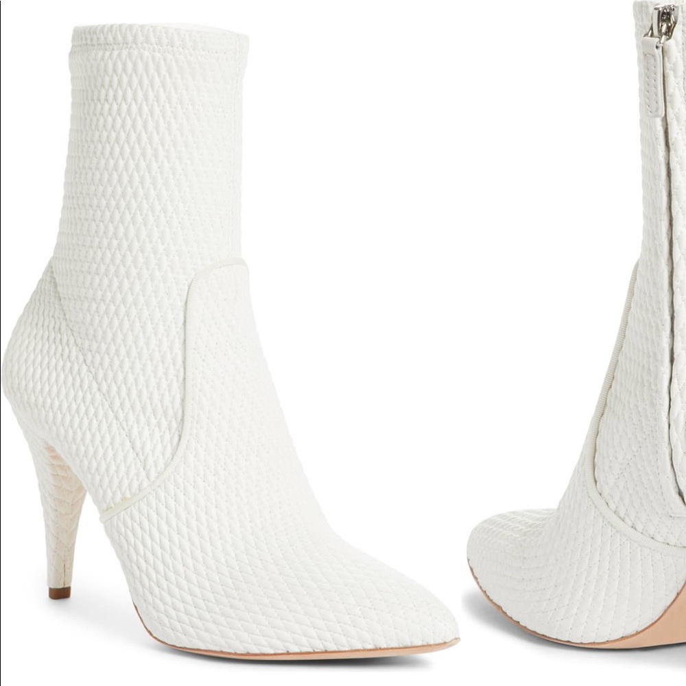 Alice and Olivia White Hedde Pointed Toe Bootie